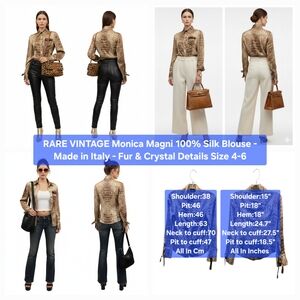 RARE VINTAGE Monica Magni 100% Silk Blouse - Made in Italy Size 4-6